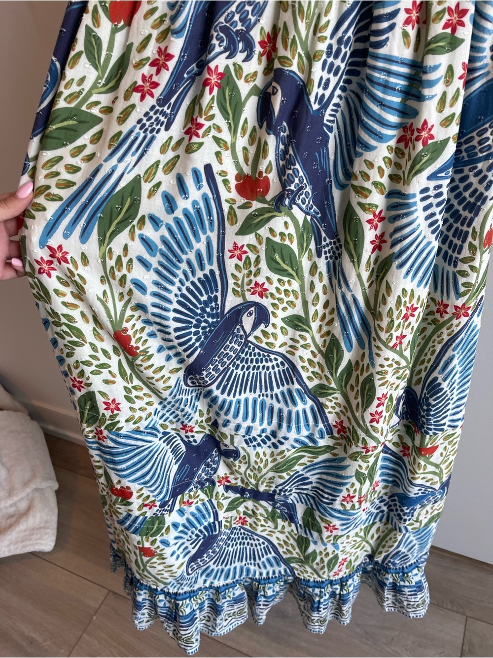Farm Rio Off-White Macaw Flight Smocked Maxi Dress - Picture 7 of 8
